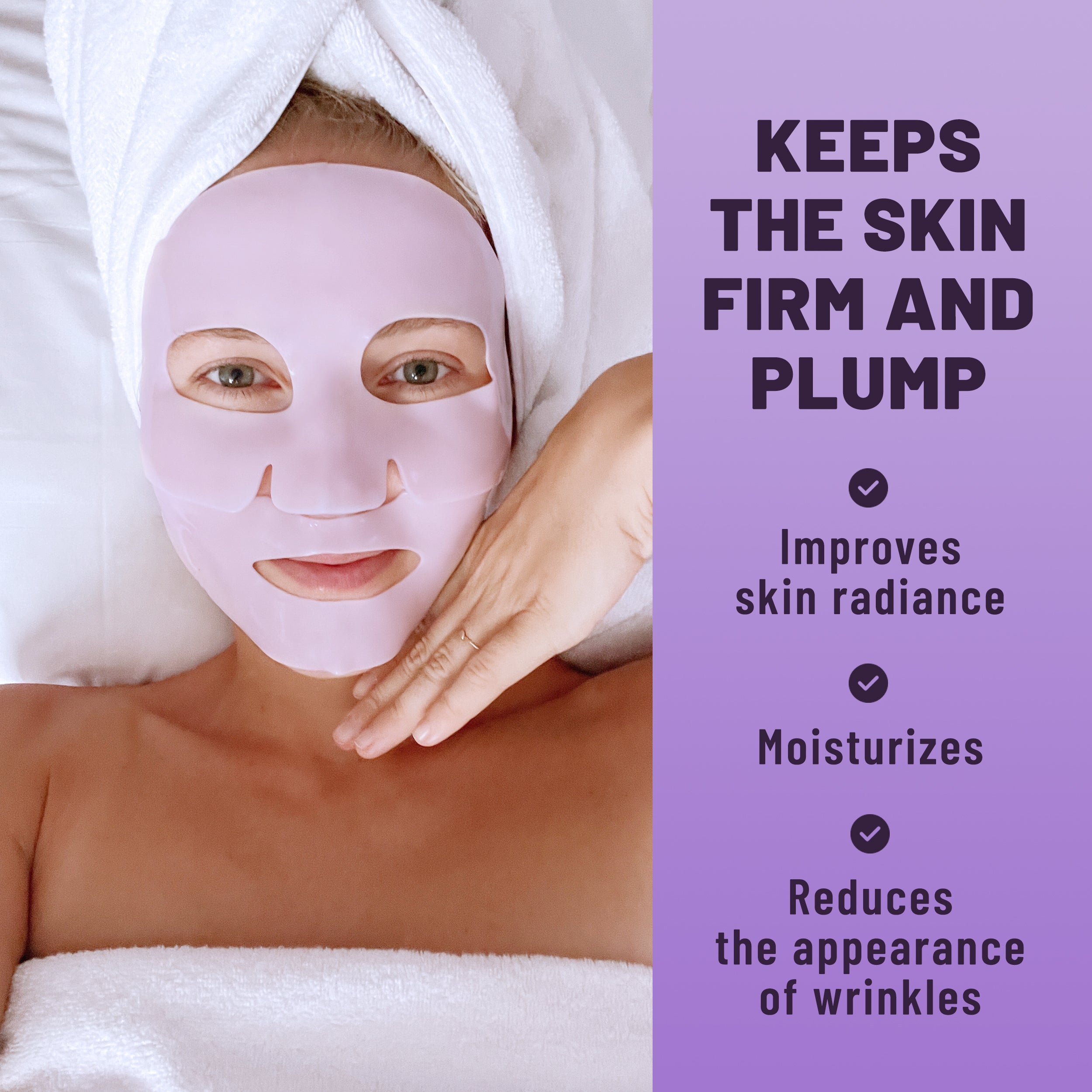 Bio-Collagen Hydrogel Face Mask Purple Edition, Hydrating & Nourishing Mask with Collagen, Hyaluronic Acid & Niacinamide, 6 masks