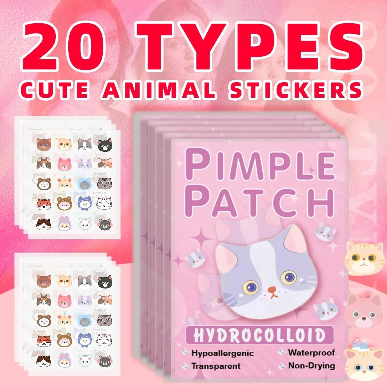 600pcs Cartoon Cat Acne Patches – Ultra-Thin Breathable Pimple Stickers