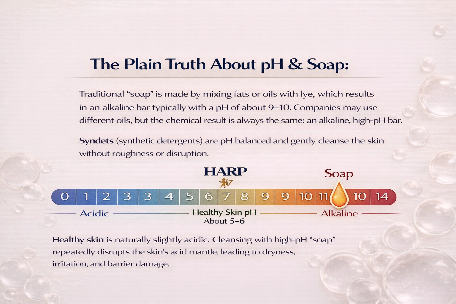 HARP® FRAGRANCE FREE Body Wash Bar – pH Balanced (5.0–6.0) Syndet Cleanser, No Lye, Non-Comedogenic, Gentle for Sensitive & Dry Skin, With Shea Butter & Borage Oil. 5oz Bars